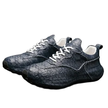 2024 нов прием на Модерен мъжки ежедневни обувки от кожата на щраус, мъжки естествена кожа PDD24