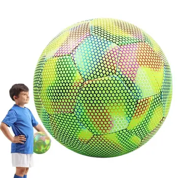 2024 Нов светлинен футболна топка, Отразяващи нощни светлина, футболни топки, устойчиви на хлъзгане, футболна топка за възрастни и деца, фитнес футбол за деца, юноши и девойки