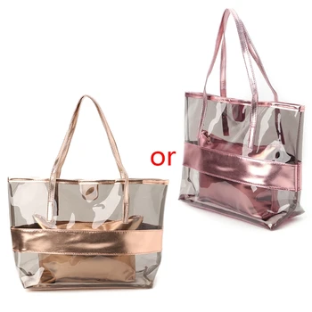 2024 Нови дамски прозрачни чанти за пазаруване, прозрачна плажна чанта-тоут, чанта през рамо