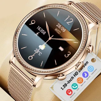 2024 НОВИ луксозни дамски смарт часовник с Bluetooth връзка, за да се обадя на телефона, женски умни часовници за наблюдение на сърдечната честота, спортове на открито