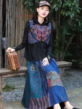 2024 цветна бродерия ципао традиционната китайска блуза без ръкави жилетка ханьфу жилетка в етнически стил и елегантна дама с костюм тан жилетка