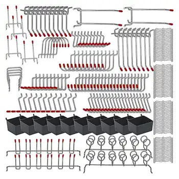 228 бр. Гама от куки за колчета с комплекти метални куки, кошници за колчета, брави за организиране на системи за съхранение на инструменти