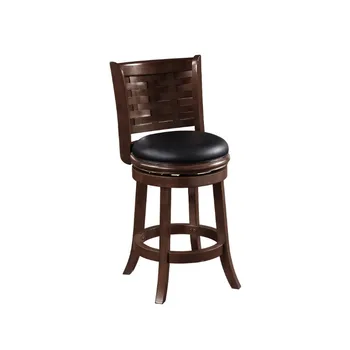 24 инча. Въртящ се дървен стол за кухненски шкафове с висока облегалка - тапицерия цвят капучино