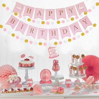 3 бр. компл 16,4 подножието розова хартиена картичка за парти по случай рождения Ден на Украса за рожден Ден Банер честит Рожден Ден Украса за рожден Ден