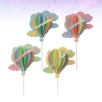 3D облак, балони, topper за торта, вечерни украса за торта (синьо, розово, жълто, зелено)