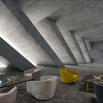 3D-стенопис Wellyu по поръчка в ретро-индустриален стил, цементно-сива постройка към стената, тапети за декориране на ресторант тапети