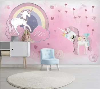 3d стенописи beibehang по поръчка, големи тапети за детска стая, crown, еднорог принцеса, принц, розов балон, тапети за телевизор, картинки за тапети
