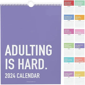 3X да ИЗРАСНЕШ ТРУДНО КАЛЕНДАР НА 2024 година График за 12 месеца Хартиен календар на 2024 година Сладки Какашки Забавен подарък за дома