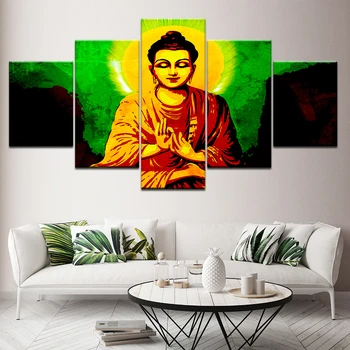 5 бр./компл. Стенни живопис с HD принтом Господ Гаутама Буда Самадхи, модулни тапети, плакат, принт за домашен интериор дневна