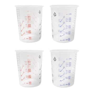 50 пластмасови чашки за смесване на бои, капацитет за смесване обем 600 мл За прецизно смесване на бои и течности (случаен цвят)