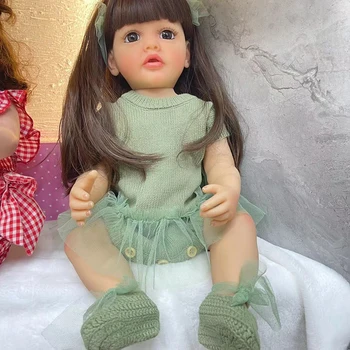 55 см 22 инча Кукли-Реборн за цялото тяло, мека кукла-Реборн за момичета-деца, меки на пипане Коледен подарък за деца, може да се пере цялото тяло