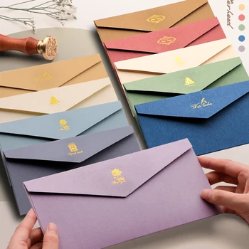 5шт Реколта Подарък хартия Висококачествена хартия за писма с запечатывающими стикери за пощенски картички, поздравителни картички, покани за сватба