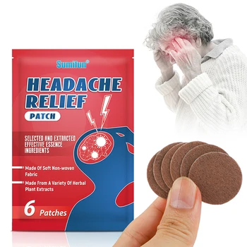 6 бр./пакет пластира от главоболие За лечение на мигрена, виене на свят, обезболяващи и мазила за съня в главата си, подпомагащ се отпуснете.