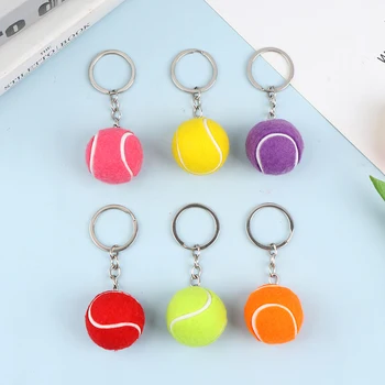 6-цвят на верижка за ключове, тенис топка, метален ключодържател, автомобили верижка за ключове, спортна верига, цветен окачване
