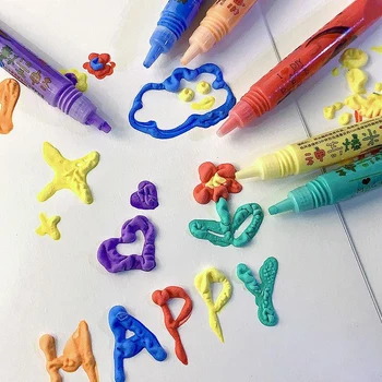 6шт Магически дръжки за пуканки, пълничък писалки за чертане, поздравителни картички за рожден Ден, детски 3D писалки за чертане, канцеларски материали, ученически пособия