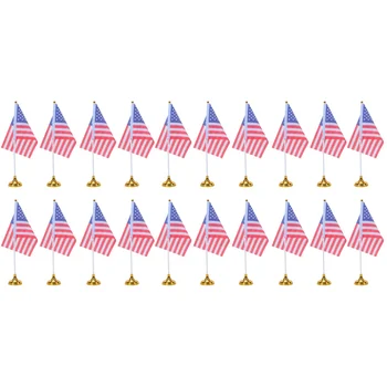 96 Бр Творчески Американския Тенис на Флаг Националният Флаг на Страната на САЩ Настолни Знамена Украса на Масата и за Домашен Офис (24 Златни Кръг