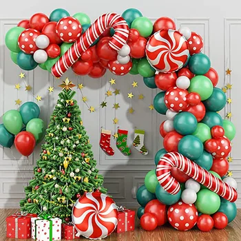 Amazon Коледна Арка Балон Верига Набор От Вечерни Украса Навечерието На Коледа Патерица Бонбони Алуминиево Фолио Балон