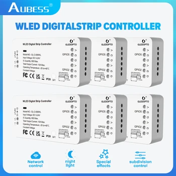 Aubess WLED Strip Controller LED Lighs Над 100 Режими на Динамичното Осветление САМ WiFi APP Control 800 RGB IC RGBW За Спални Кухня