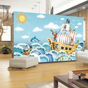 beibehang 3d триизмерна стенопис World theme room Corsair, Морска риба, плаващ фон детска стая papel de parede
