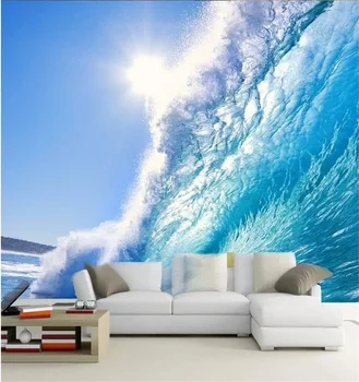 beibehang Custom 3d Дълбоки Сини морски прибой океанските вълни голям стенопис ТЕЛЕВИЗИЯ фон фотообои рисувани стенни papel de parede