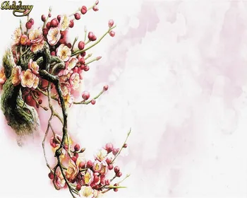 beibehang papel de parede Потребителски 3D тапети стенопис мода прост розово цвете череши акварел стил ТЕЛЕВИЗИЯ фон на стената