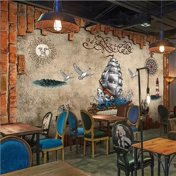 beibehang papel de parede Потребителски тапети 3D стенописи pirate тема ретро фон тапети начало декор спалня 3d тапети