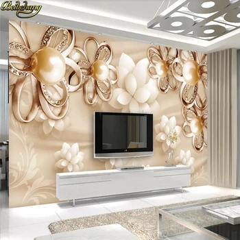 beibehang Потребителски Фотообои Golden Flower По поръчка 3D Фон-луксозни Стенни картини на Фона на дивана в хола