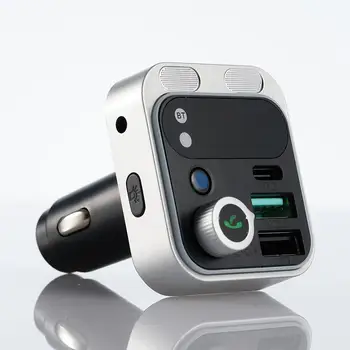 Bluetooth 5,0 FM Трансмитер За кола С Два Микрофона и HiFi Дълбоко Басовым Звук 48 W PD и QC3.0 Зарядно Устройство 