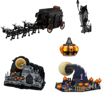 BuildMOC Horror Halloween, Живи в кошмарах призраци, Вещици Преди Коледа, набор от градивни елементи, спираловидният хълм, тиква тухла, детски играчки