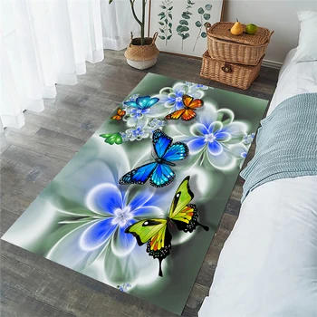 CLOOCL Нови модерни килими Pretty Floral Butterfly Art, Постелки с 3D принтом, Килими за спални, кухненски мат Alfombra, 5 Размер