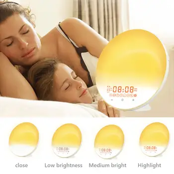 Digital alarm clock USB Акумулаторна Детски модул за Обучение аларма с таймер Smart Sunrise Sunset LED Light Тенис на декор