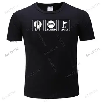 Eat Sleep Golf Humor Забавно мъже годишно в памучна тениска с принтом, Нова Ежедневни тениска с Кръгло деколте И къс ръкав, Camisetas Hombre