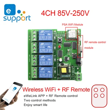 eWeLink Smart Remote Control Безжичен Модул Ключ Wi-Fi 1/4-Канален DC 7-32 В 5 AC 85-250 В Радиочестотни Приемник 10A Реле За Алекса IFTTT