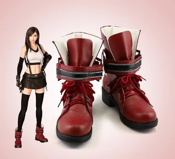 Final Fantasy VII Римейк, обувки за cosplay Тифы Локхарт, червени обувки от изкуствена кожа, дамски обувки
