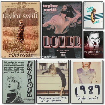 Hot Singer Taylors-Swifts Ретро постер, печат върху платно, Живопис, бар, кафене, Музикална стая, стенно изкуство, декорация на дома, Живопис