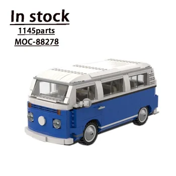 MOC-88278 Новият Ван T2 Camper Van Blue В събирането, Модел Градивен елемент в стил Мозайка • 1145 Части От Строителни Блокове, Играчка, Подарък За Рожден Ден За Деца