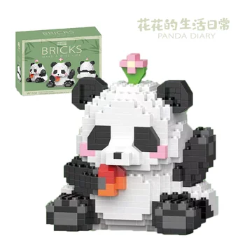 MOC Творческа китайското Панда животни, градивен елемент, светещ МИНИ-панда, Украса за дома, тухла, Детска играчка за подарък за момчета и момичета