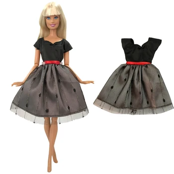 NK 1 бр Благородна черна лейси кукла Изискана ежедневни облекла Горния модно рокля е Подходяща за подарък кукли Барби бебето