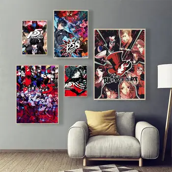 Persona 5 Самоклеящийся художествен плакат, стикер, върху бяла хартия, боядисани стени кафе-бар 