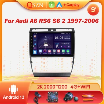 QSZN Android 13 Кола авторадио за Audi A6 C5 1997-2006 S6 RS6 2K QLED 9 инча Мултимедиен плейър GPS CarPlay Безжичен BT5.1