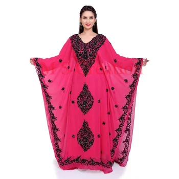 Rose Мароканско Дубайское рокля-кафтан Абайя, много костюмированное Дълга вечерна рокля, тенденции в Европа и Америка
