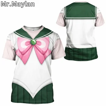 Sailor Юпитер Cosplay Тениска 3D Kawai Аниме Тениска Дамски Harajuku Ежедневни Градинска облекло за Хип-хоп Тениска С кръгло деколте Дрехи за момичета