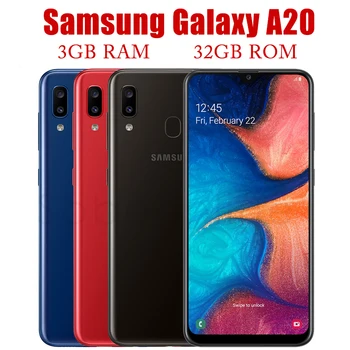 Samsung Galaxy A20 6,4 Инча С една / Две SIM-карти, 3 GB оперативна памет И 32 GB ROM, 13-Мегапикселова Камера Android Оригиналния Смартфон, Мобилен Телефон Отключени