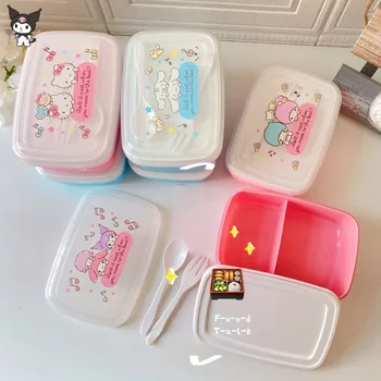 Sanrio Hello Kitty Kuromi Cinnamoroll Pachacco Kawaii, Детска Пластмасова кутия за обяд, Студентски кутия за Bento, Микровълнова печка