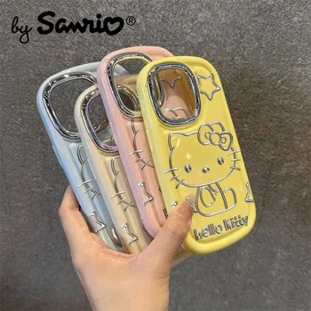 Sanrio Hello Kitty Калъф За мобилен Телефон С Приятен Дизайн от Анимационен филм, устойчив на удари, Защитен от Падане Силикагелевый Мек Калъф за iPhone 15 14 13 12 Pro PROMAX