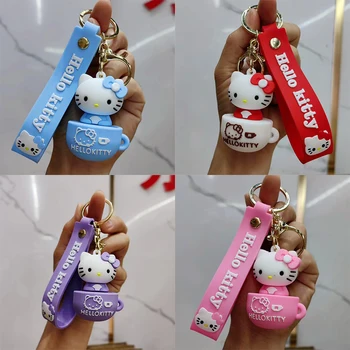 Sanrio Hello Kitty Силиконов Ключодържател Окачване Аниме Сладък Ключодържател Украса за Ключовете за Колата с Ръчно с Въже Ключодържател Kawaii Подарък За Рожден Ден