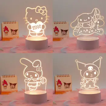 Sanrio Kawaii Аниме Hello Kitty My Melody Night Light Украса Kuromi Cinnamoroll Настолна Лампа За Спалня В Общежитието Подаръци За Момичета