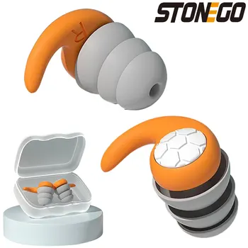 STONEGO 1 двойка в трислойна силиконови шумоподавляющих затычек за уши, подходящи за сън, плуване, създаване на водоустойчив филтър на шума