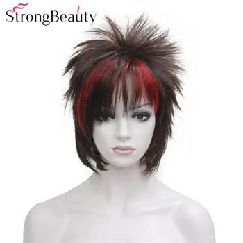 StrongBeauty Кратък хубава права перука, изработени от синтетична коса, женски перука за cosplay, 4 цвята