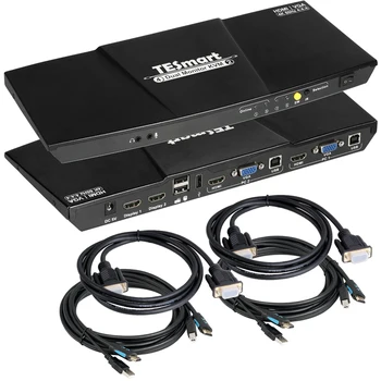 TESmart 2-портов Комплект KVM превключватели с два монитора HDMI + VGA 4K60Hz с подкрепата на EDID Hot Plug USB 2.0 порта, 4 Входа-изхода Видеопереключатели